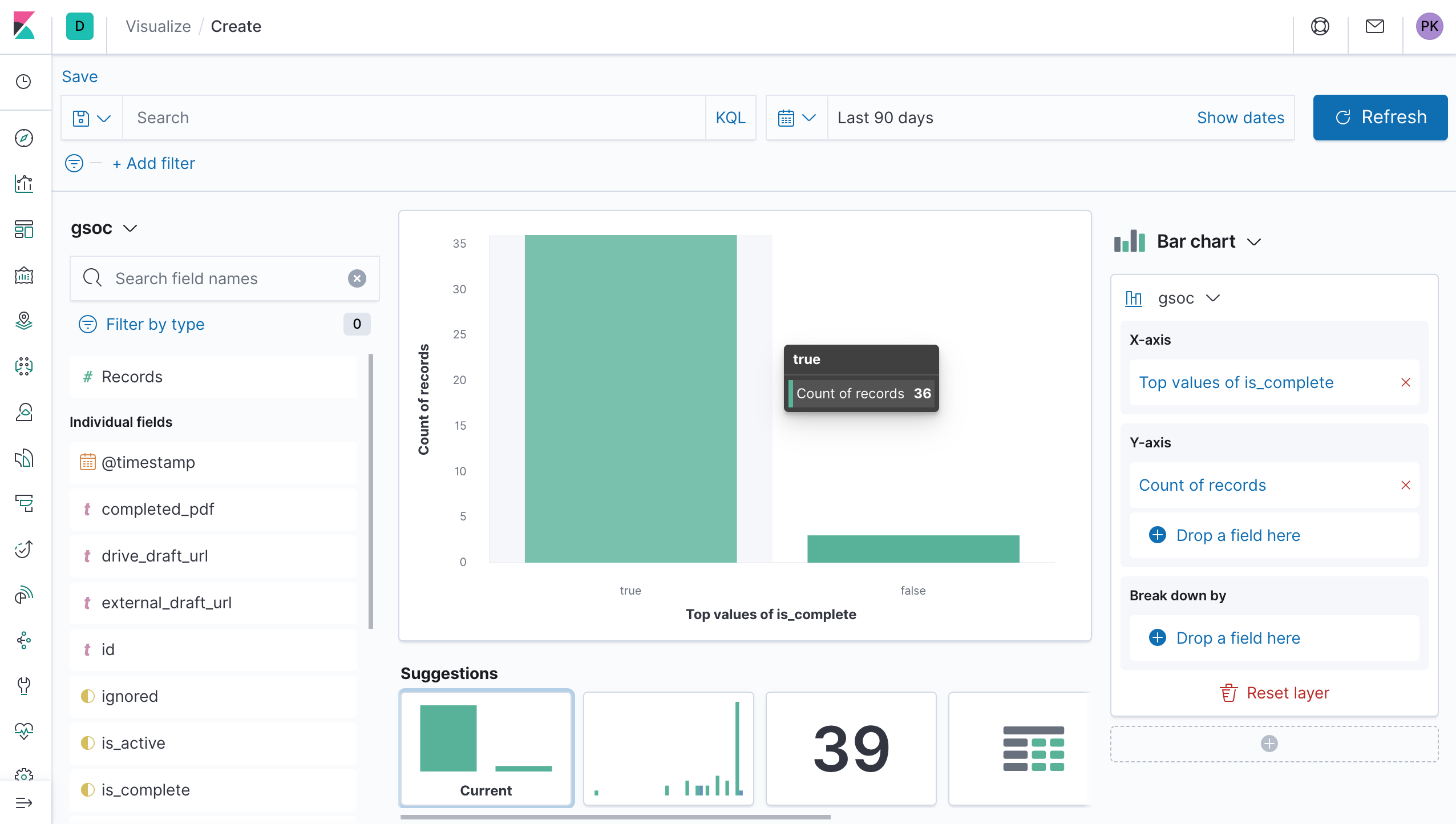 Completed proposals in Kibana Lens