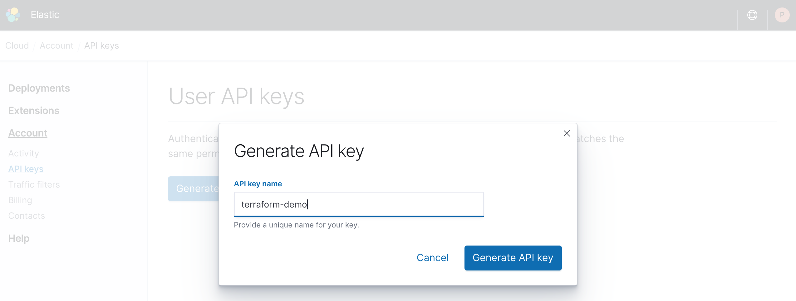 Generate an API key