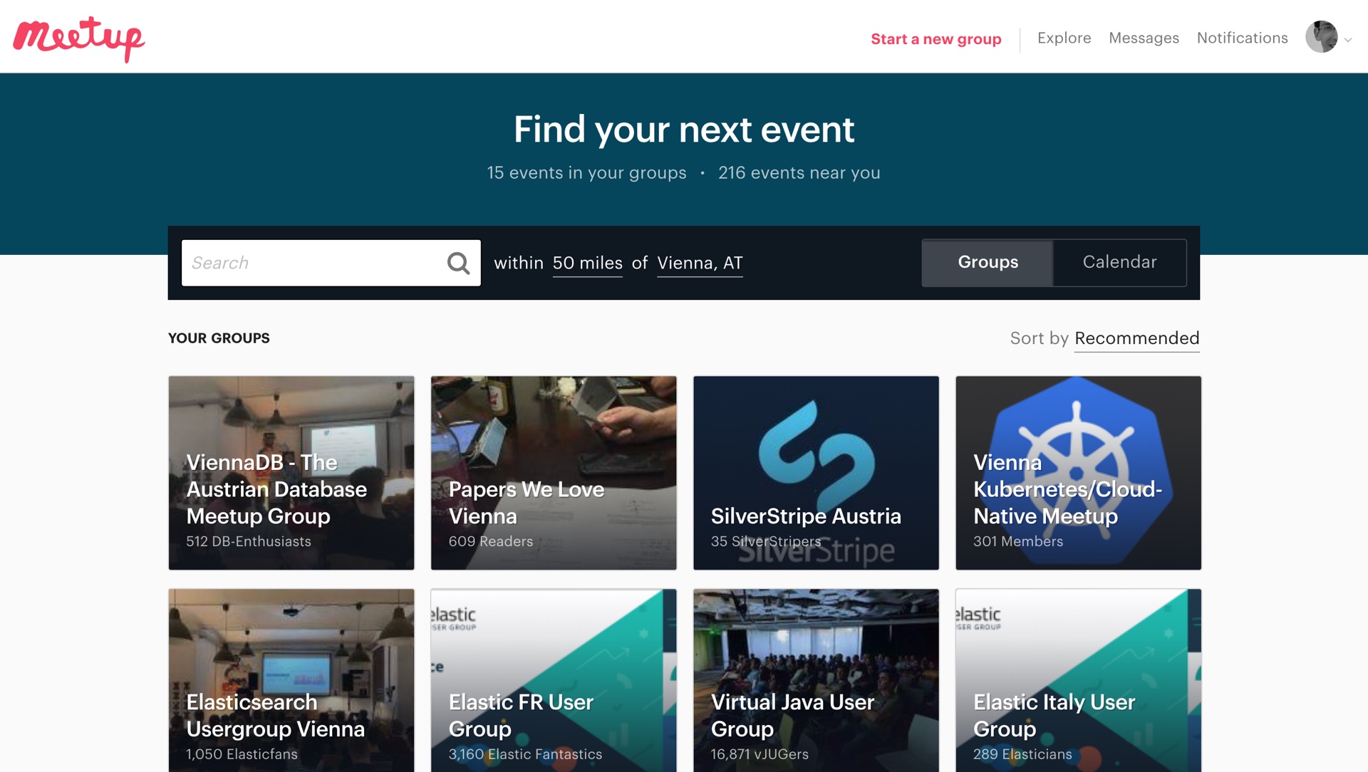 Groups on meetup.com