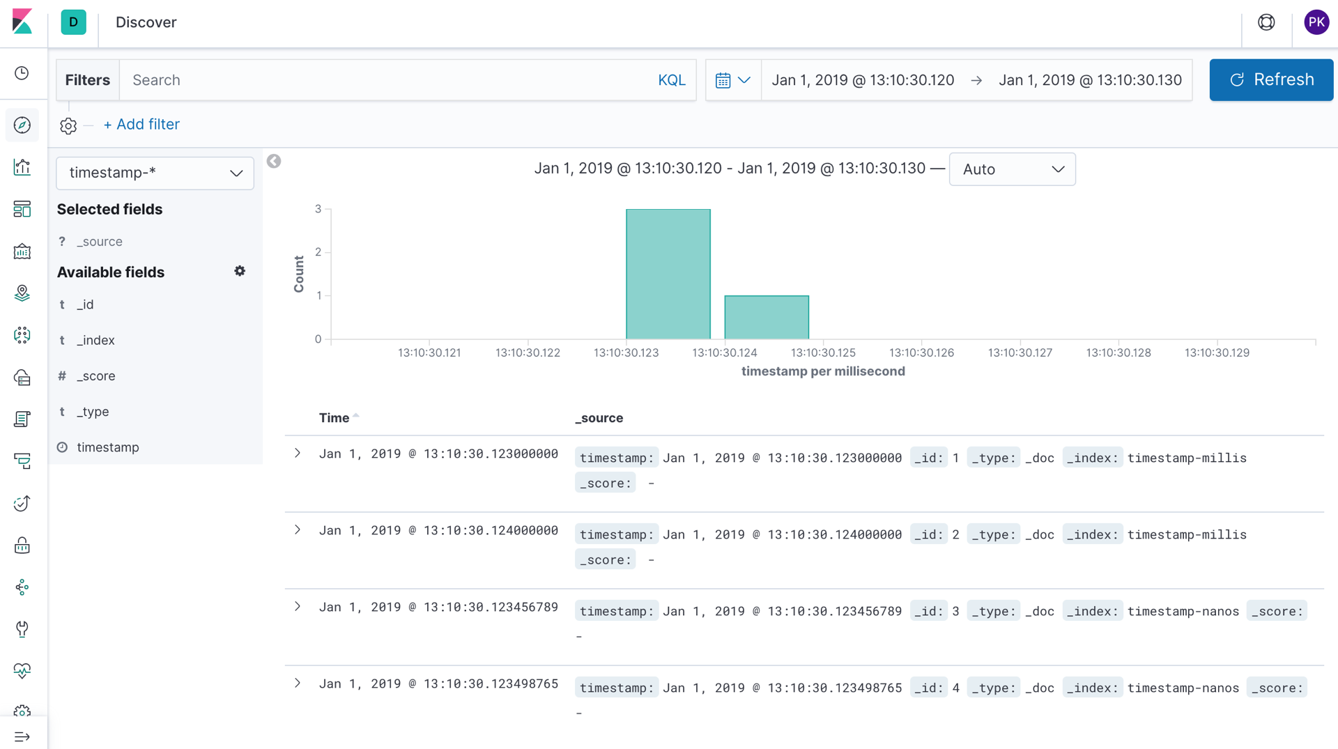 Discover with Date Nanos formatting
